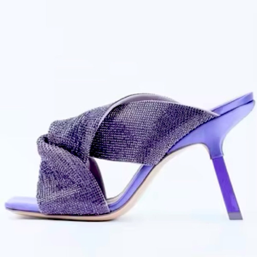 Sebastian Milano Purple crystal satin Paris stiletto sandals EU 39 / US 9 NEW!